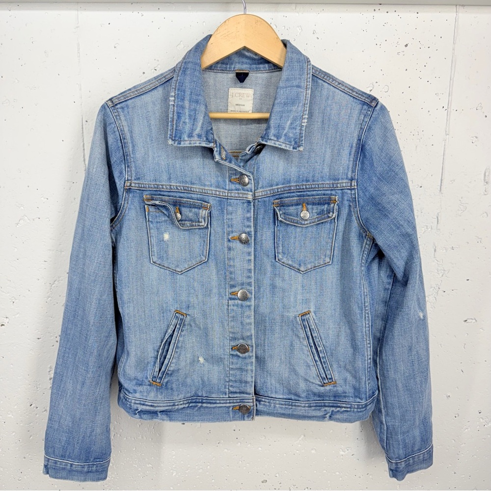 J. Crew Factory Women’s size Medium Distressed Denim Jean Jacket